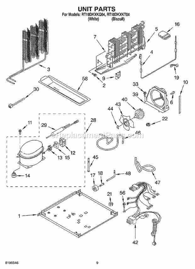 Roper RT18DKXKQ04 Top Freezer Top-Mount Refrigerator Unit Parts, Optional Parts Diagram