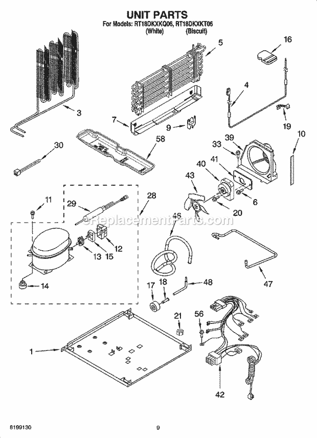 Roper RT18DKXKQ06 Top Freezer Top-Mount Refrigerator Unit Parts, Optional Parts Diagram