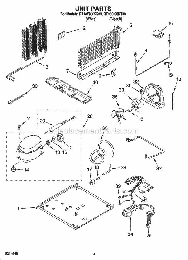 Roper RT18DKXKQ09 Top Freezer Top-Mount Refrigerator Unit Parts, Optional Parts Diagram