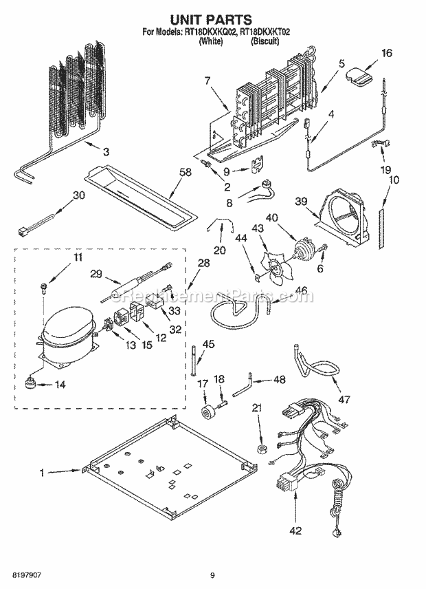 Roper RT18DKXKT02 Top Freezer Top-Mount Refrigerator Unit, Optional Diagram