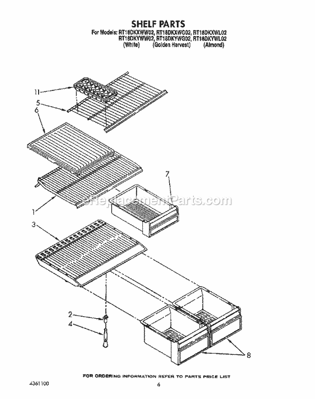 Roper RT18DKYWW02 Top Freezer Refrigerators* Shelf Diagram