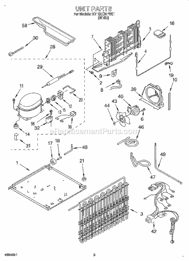 Roper RT18ECRFW01 Top Freezer Refrigerators Unit, Lit/Optional Diagram