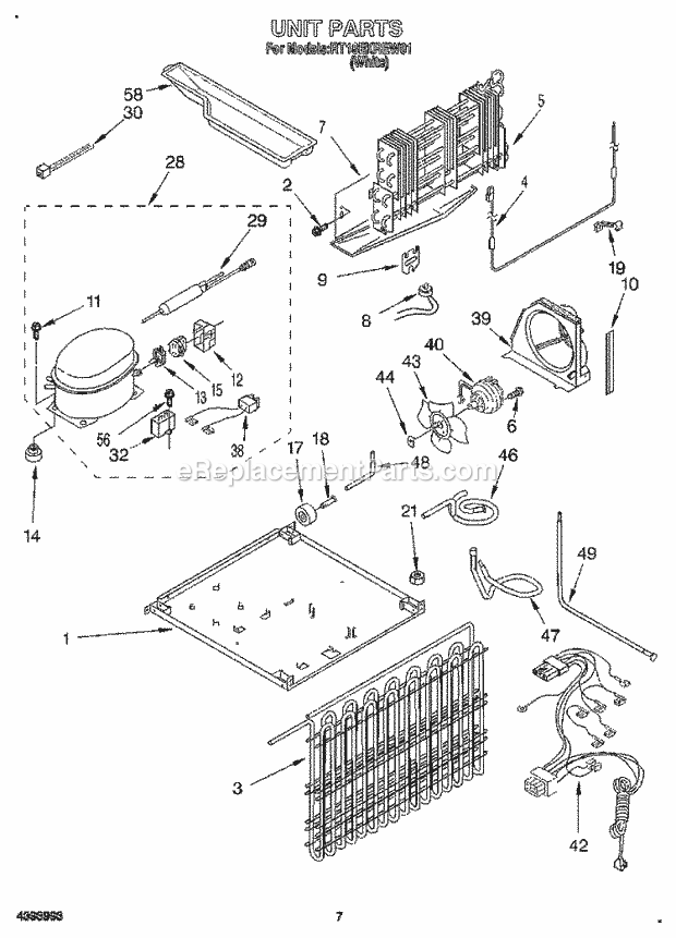 Roper RT18EKREW01 Top Freezer Refrigerators Unit Diagram