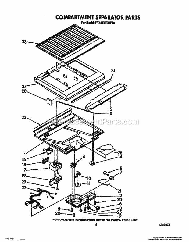 Roper RT18EKRXW00 Top Freezer Refrigerators* Compartment Separator Diagram