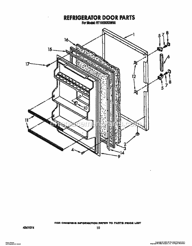 Roper RT18EKRXW00 Top Freezer Refrigerators* Refrigerator Door, Lit/Optional Diagram