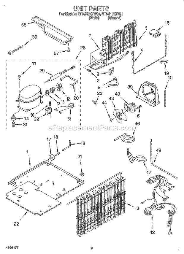 Roper RT18HDXFN01 Top Freezer Refrigerator Unit, Lit/Optional Diagram