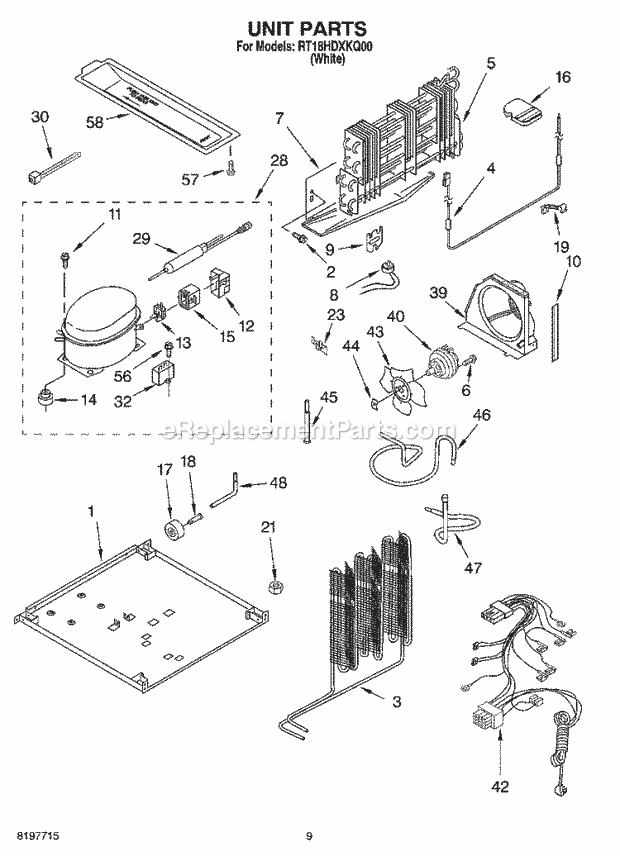 Roper RT18HDXKQ00 Top Freezer Refrigerator Unit, Optional Diagram