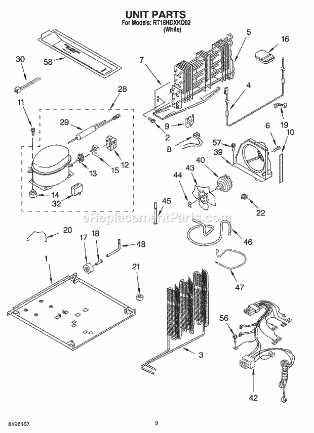 Roper RT18HDXKQ02 Top Freezer Top-Mount Refrigerator Unit, Optional Diagram