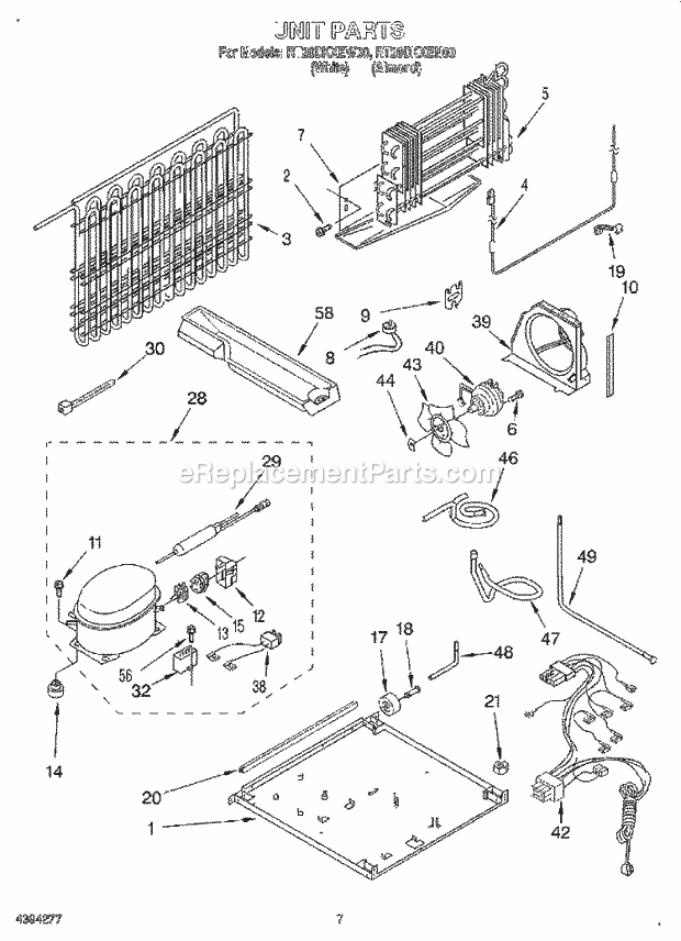 Roper RT20DKXEN00 Top Freezer Refrigerator Unit Diagram