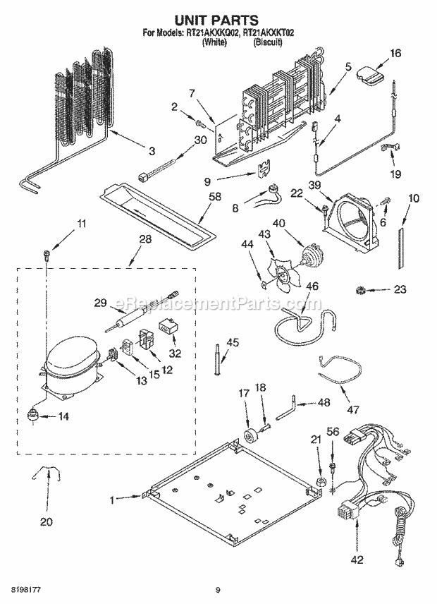 Roper RT21AKXKQ02 Top Freezer Top-Mount Refrigerator Unit, Optional Diagram