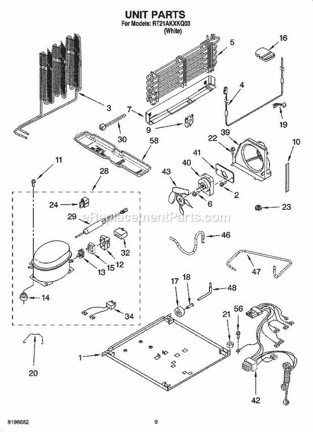 Roper RT21AKXKQ03 Top Freezer Top-Mount Refrigerator Unit Parts, Optional Parts Diagram