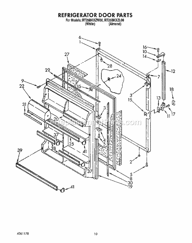 Roper RT25BKXZW00 Top Freezer Refrigerators* Refrigerator Door Diagram