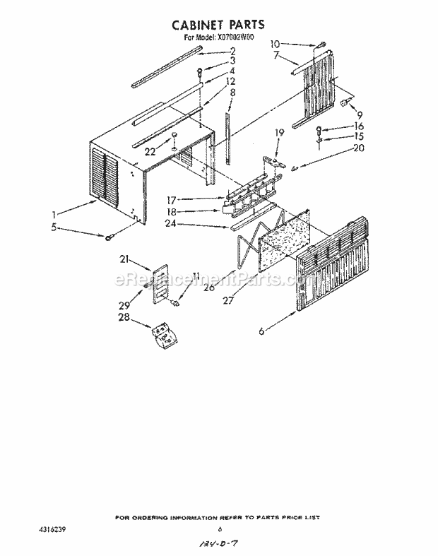Roper X07002W00 Outside Unit Air-Conditioner/Heat Pump Cabinet Diagram