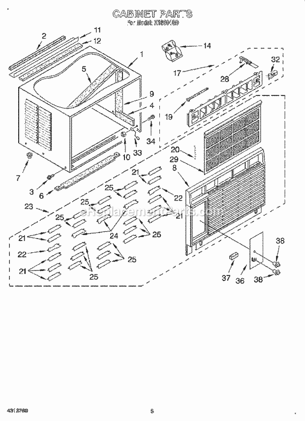 Roper X18004G0 Outside Unit Air Conditioners Cabinet Diagram