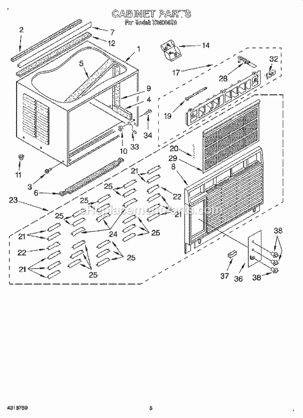 Roper X24004G0 Outside Unit Air Conditioners Cabinet Diagram