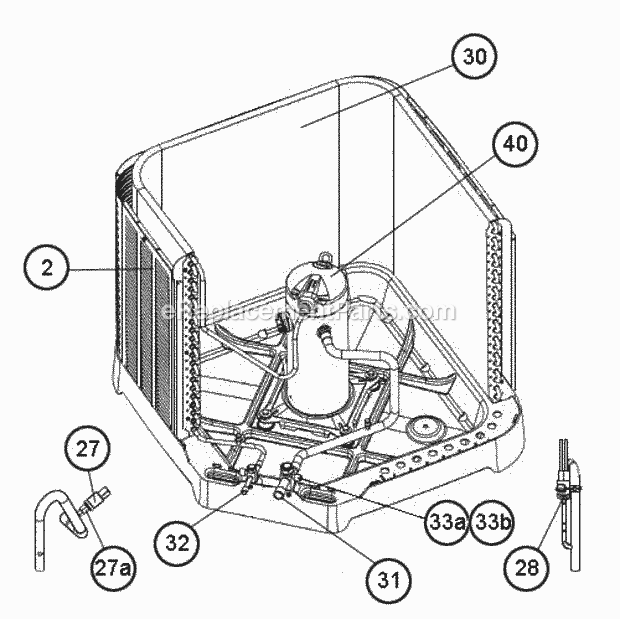 Ruud RA1336AJ1NA Condensing Units Valve Mounting, Compressor Diagram