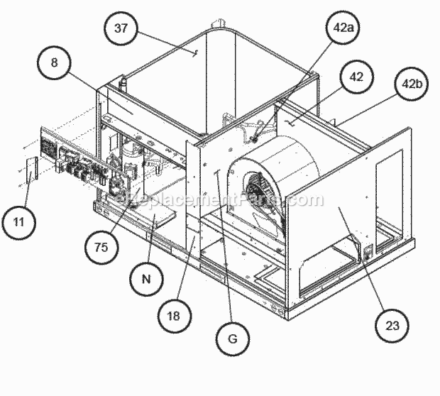 Ruud RACDZR090ACA000BAAA2 Package Air Conditioners - Commercial Interior - Front Diagram