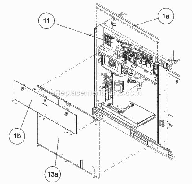 Ruud RACDZT120ACH000AAAA0 Package Air Conditioners - Commercial Hinged Compressor Panel Diagram