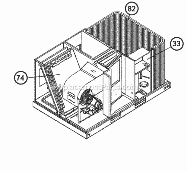 Ruud RJKA-A036CM000 Package Heat Pumps - Commercial Coil Group Cut-Away View Diagram