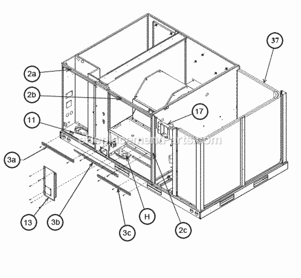 Ruud RJNL-B090DL015AAF Package Heat Pumps - Commercial Front Panel Brackets 090-120 Diagram