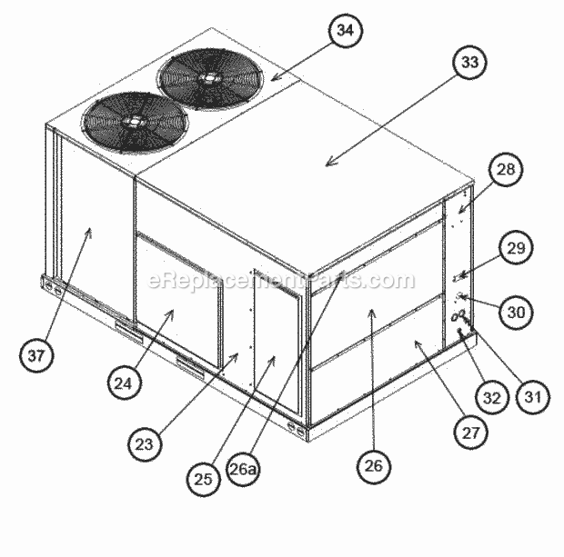 Ruud RJNL-C072CL000 Package Heat Pumps - Commercial Exterior - Back 090-120 Diagram