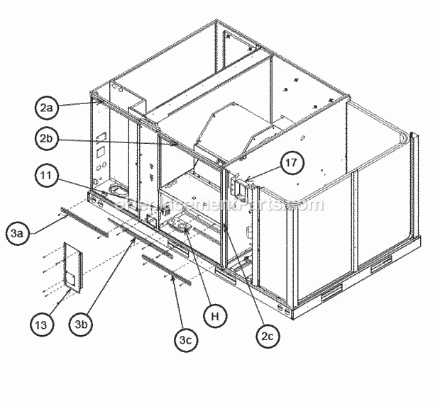 Ruud RJNL-C120CL000 Package Heat Pumps - Commercial Front Panel Brackets 090-120 Diagram