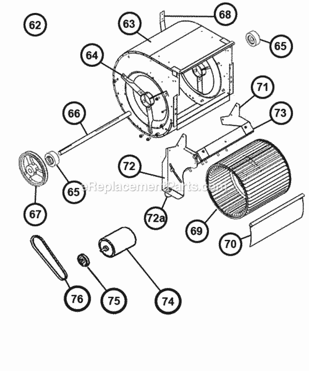 Ruud RKKL-B072CL13EAAF Package Gas-Electric - Commercial Blower Assembly - Belt Drive 072 Diagram
