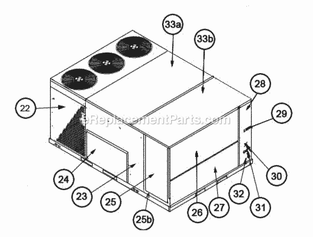 Ruud RKKL-B072DL10EADF Package Gas-Electric - Commercial Exterior - Back 240 Diagram