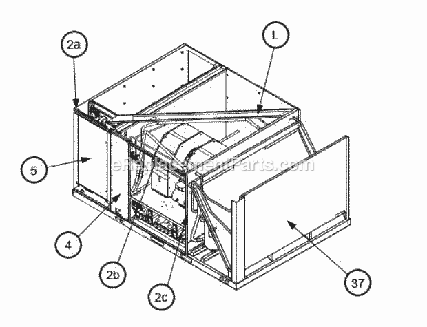 Ruud RKKL-B151CM25EBFG Package Gas-Electric - Commercial Interior - Front 240 Diagram