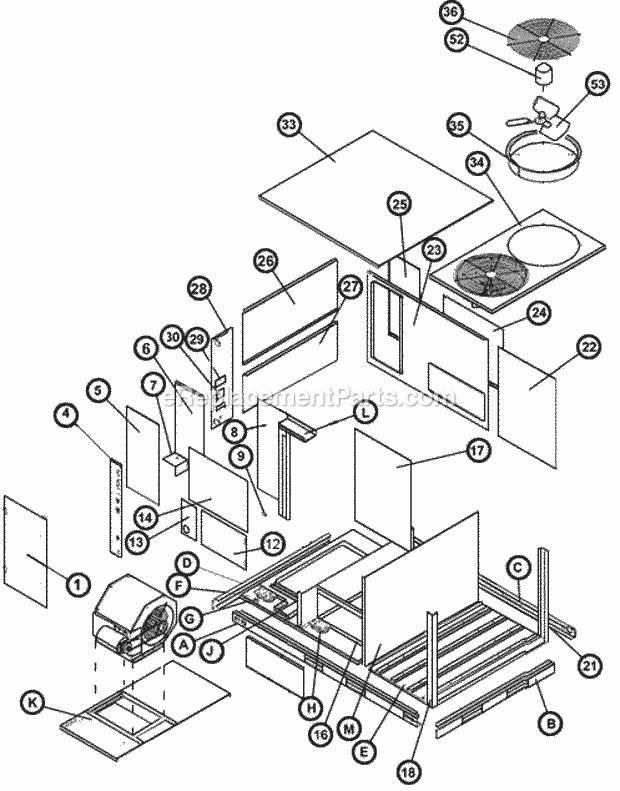 Ruud RKNL-C073CM15EAJH Package Gas-Electric - Commercial Exploded View 072-151 Diagram