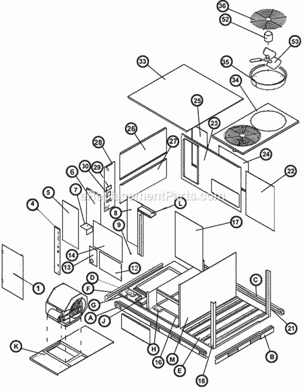 Ruud RKNL-C085DL15E Package Gas-Electric - Commercial Exploded View 072-151 Diagram