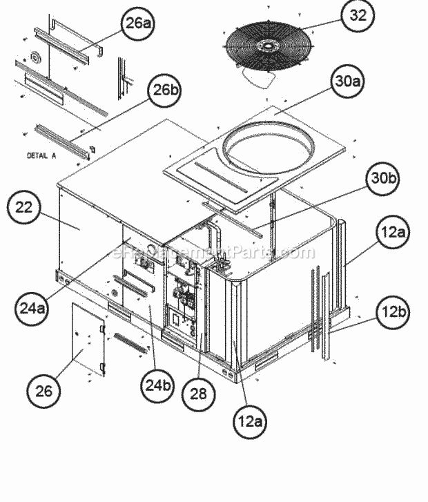 Ruud RKNL-G048DL13E Package Gas-Electric - Commercial Top Panel View 036-060 (Hinged Doors) Diagram