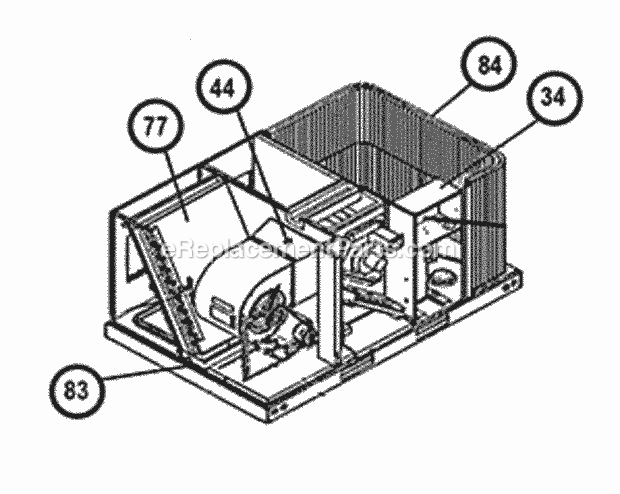 Ruud RKNL-G048DL13E Package Gas-Electric - Commercial Coil Group Cut-Away View 036-060 Diagram