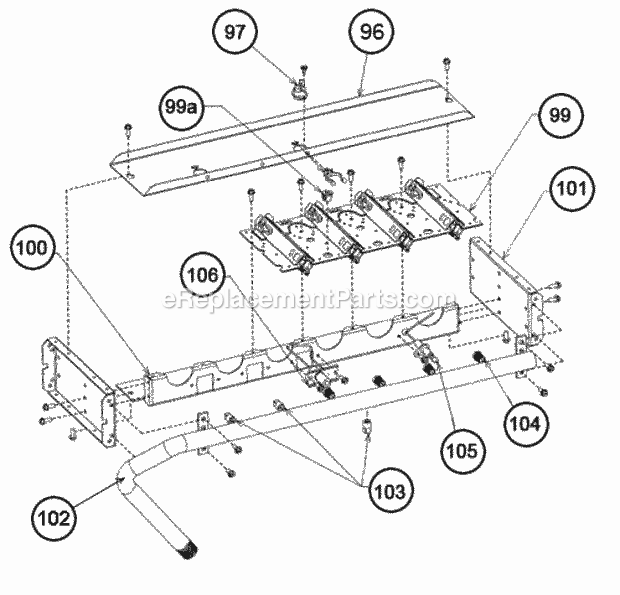 Ruud RKPN-A060DK10EAHF Package Gas-Electric - Commercial One Piece Burner Assembly Diagram