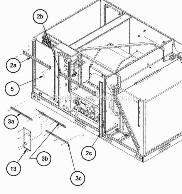 Ruud RKRL-H090CT22E Package Gas-Electric - Commercial Front Panel Brackets 090-120 Diagram