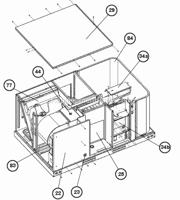 Ruud RLKN-B072DL024AAF Package Air Conditioners - Commercial Top Interior Diagram