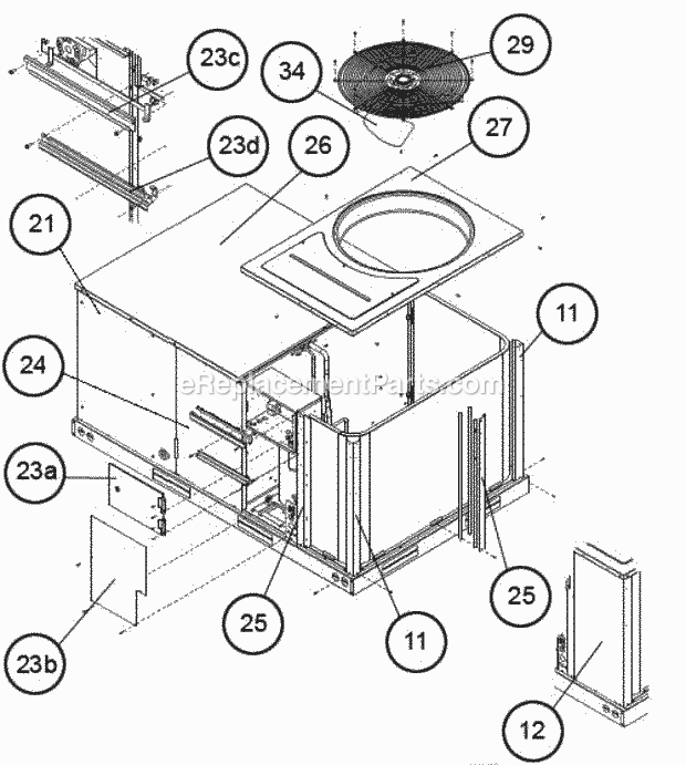 Ruud RLPN-A036CK000 Package Air Conditioners - Commercial Top Panel (Hinged Panels) Diagram