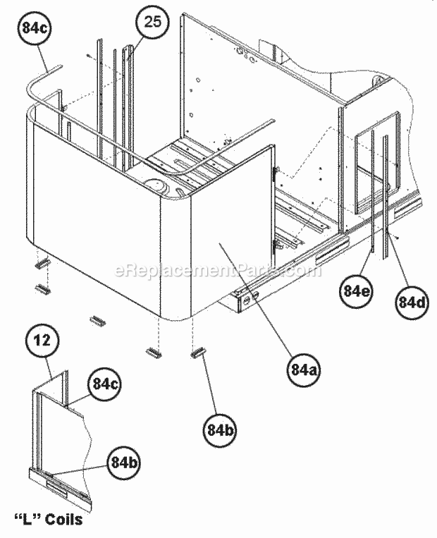 Ruud RLPN-A048DL006CXF Package Air Conditioners - Commercial Condenser Coil Pads Diagram