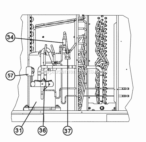 Ruud RQPM-A043JK000 Package Heat Pumps Compressor And Refrigeration Group Diagram