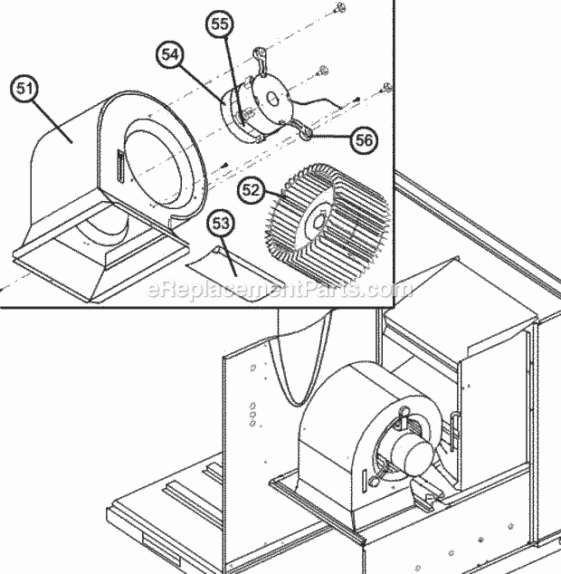 Ruud RQPW-B036JK10E Package Dual Fuel Blower Assembly Diagram