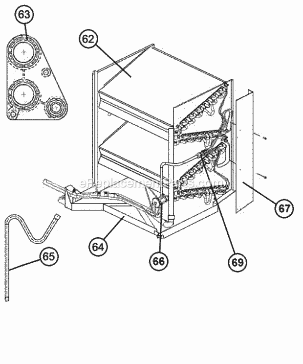 Ruud RSPL-B048JK010AUA Package Air Conditioners Evaporator Coil Assembly Diagram