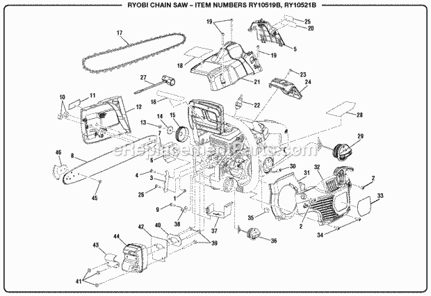 Ryobi RY10519B RY10519B 46CC Chainsaw General_Assembly Diagram