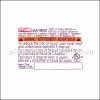 Ryobi Rating Label part number: 940237017