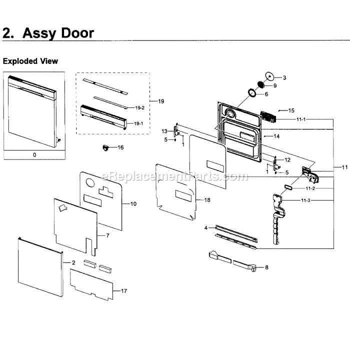 Samsung DW80K5050US (AA-00) Dishwasher Door Diagram