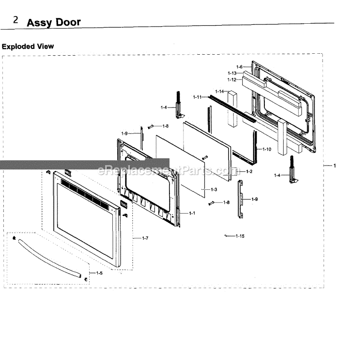 Samsung NE58K9430SS (AA-00) Electric Range Door Diagram