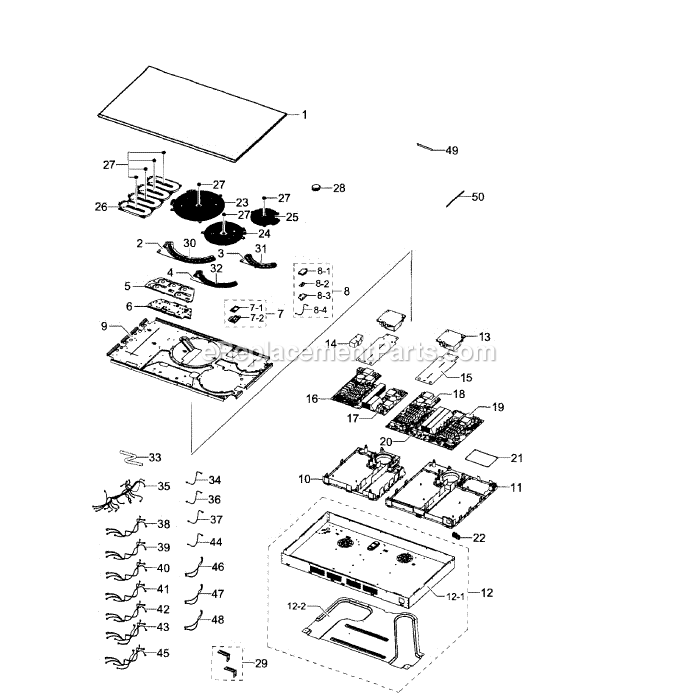Samsung NZ36K7880US (AA-00) Electric Cooktop Main Assembly Diagram