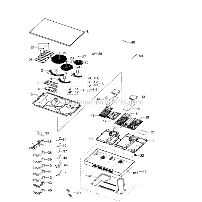 Samsung NZ36K7882US (AA-00) Electric Cooktop Main Assembly Diagram