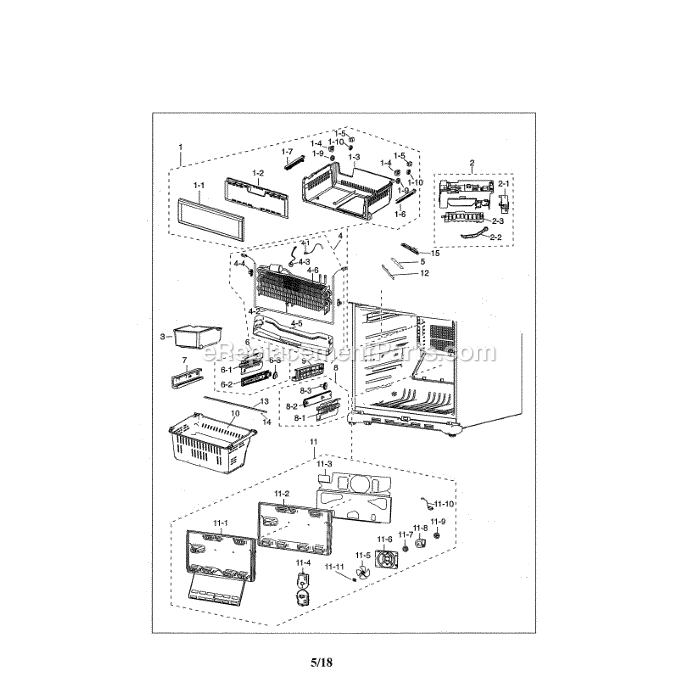 Samsung RF18HFENBSG (US-00) Refrigerator Freezer Diagram