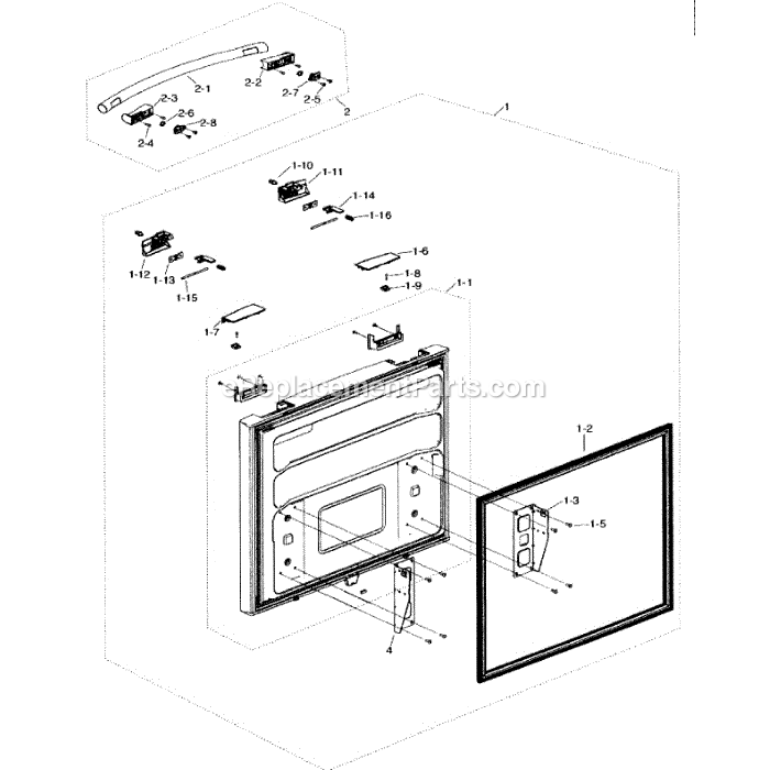 Samsung RF217ABPN (XAA-00) Refrigerator Freezer Door Diagram