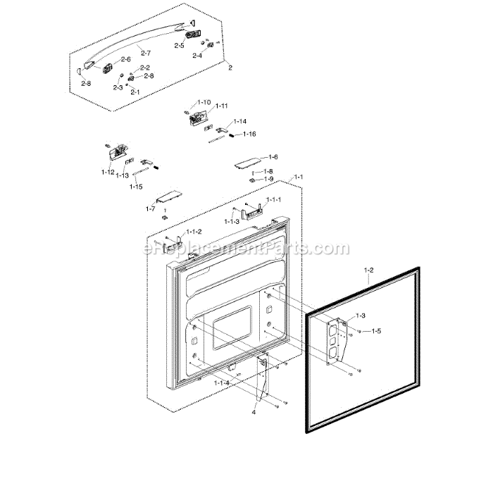 Samsung RF217ACPN (XAA-00) Refrigerator Freezer Door Diagram